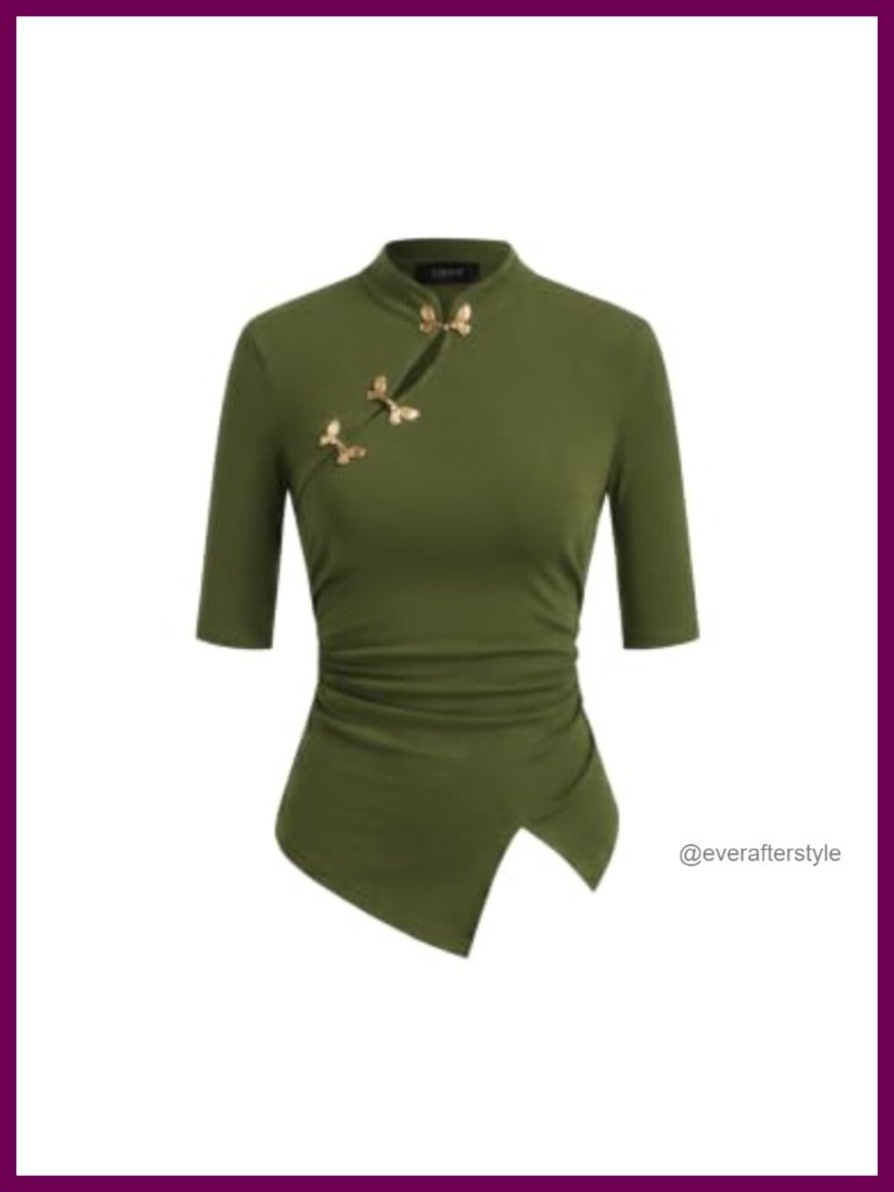 CIDER Women's Butterfly Decor Elegant Slim Fit Top